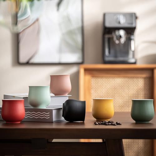 4-Oz Ceramic Espresso Cups Set - Multi-Color, Handle-Free Design for