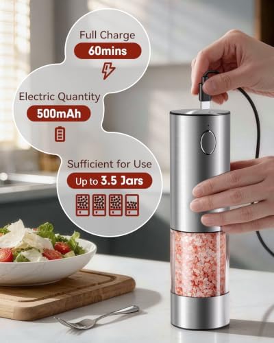 TOMEEM Rechargeable Electric Salt and Pepper Grinder Set