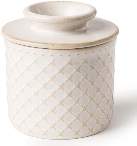 DOWAN French Butter Crock for Counter with Water, Ceramic Butter Dish