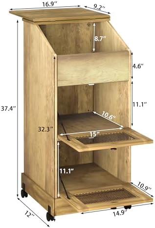 Rolling Potato Storage Cabinet, Brown Kitchen Vegetable Food Storage