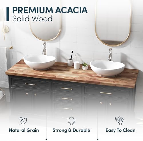 36''L x 25''W x 1.5''Th Acacia Solid Wood Butcher Block Countertop