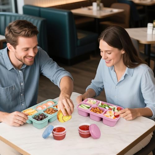 Caperci Bento Box Adult Lunchable Container with 3pc Dressing Cups