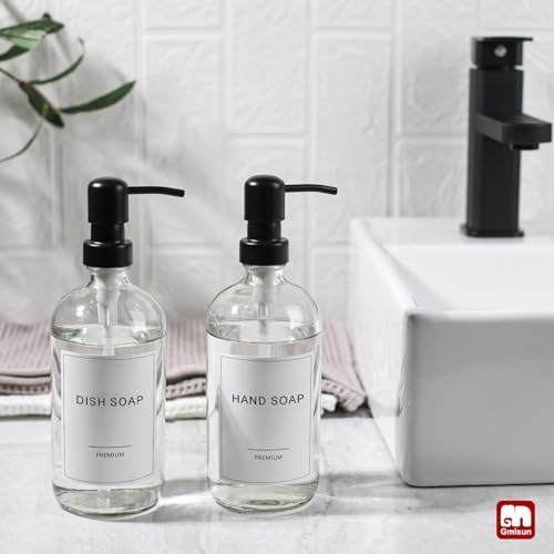 GMISUN Glass Soap Dispenser Set, 2 Pack