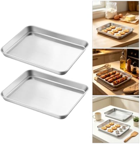Home Baking Pan Set Stainless Steel, 2 Piece 10 X 8 Inch Pastry Sheets
