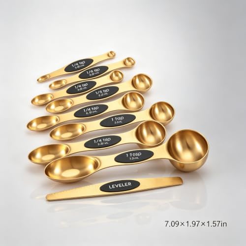 Magnetic Measuring Spoons Set-Stainless Steel Gold