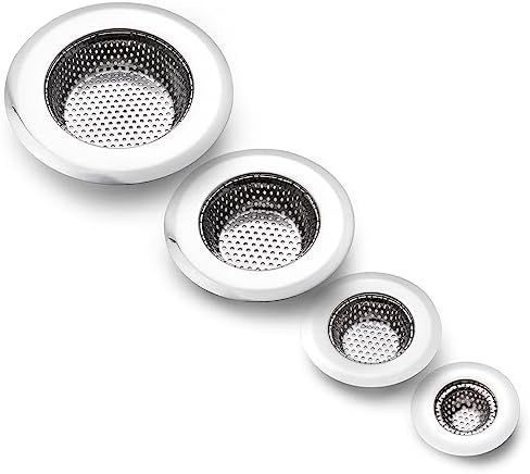CORNERJOY 4 Pack Heavy Duty Stainless Steel Kitchen Sink Drain