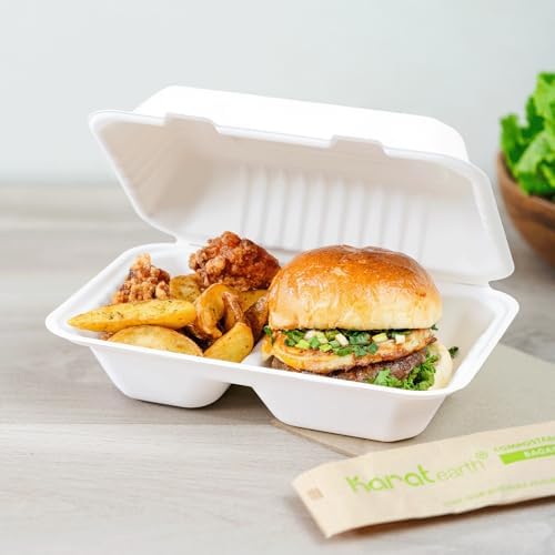 KARAT EARTH Clamshell Take Out Food Containers [9"x6", 200 ct] 2