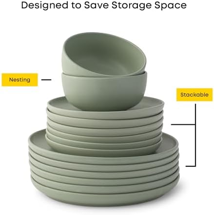 JoyJolt Mesa Stoneware Dinnerware Set, 18-Piece Plates and Bowls Sets