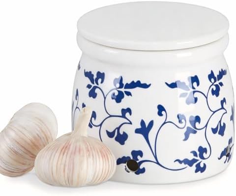 Terracotta Garlic Storage Container, Ceramic Keeper for Kitchen