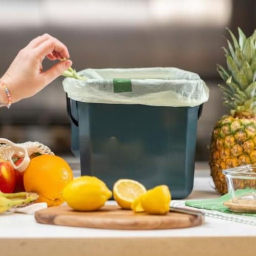 EcoSafe Kitchen Caddy Food Waste Bin, 2.5 Gallon, Green