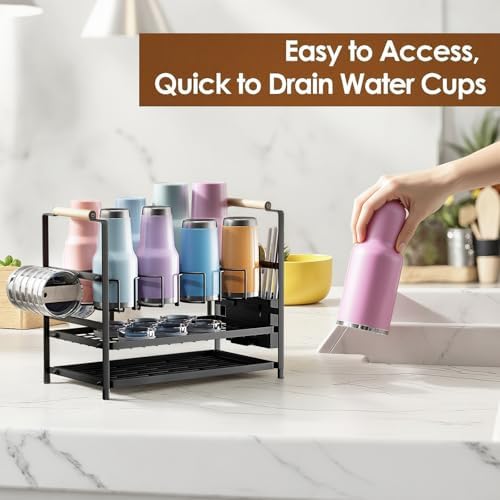 Housolution Water Bottle Tumbler Storage Organizer Drying Rack for