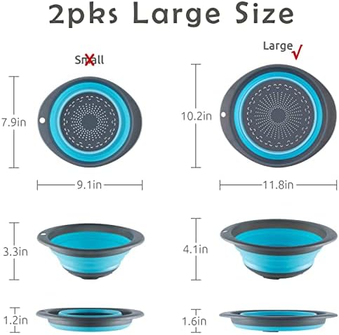 HmaxMork 5QT Silicone Collapsible Colander Set with Quick Draining