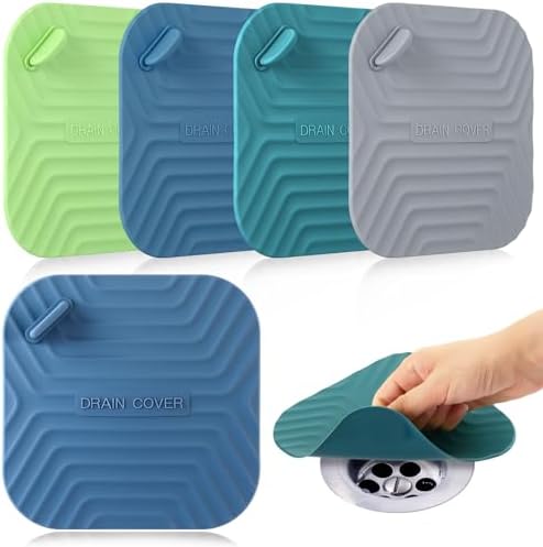Yinkin 4 Pcs Shower Drain Cover Silicone Tub Stopper Floor Drain Cover