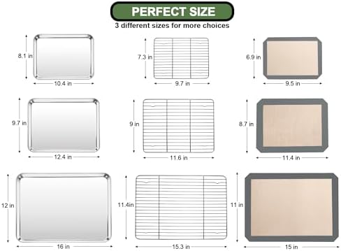 Baking Sheet Tray Cooling Rack with Silicone Mat Set, Stainless Steel