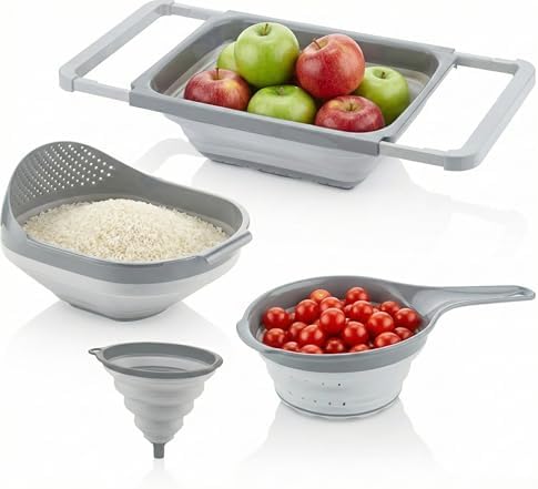 Collapsible Colanders for Kitchen | Strainer with Handle, Over Sink