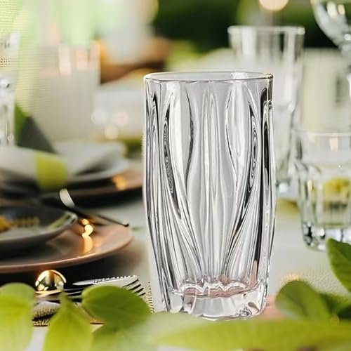 14oz Heavy-Duty Highball Glasses Set of 4 - Chip-Resistant Rim