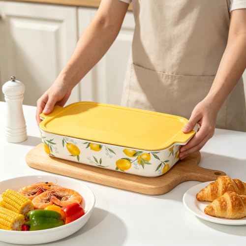 9x13 Ceramic Lemon Casserole Dish with Lid