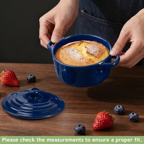 4Piece Mini Cocotte Set,16 oz Individual Baking Ramekins,Royal Blue