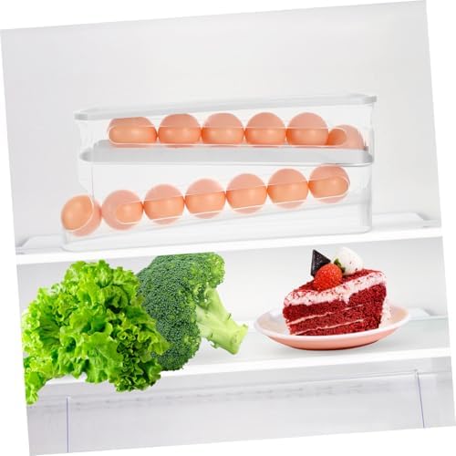 Rolling Egg Dispenser for Refrigerator, Space Saving Tiered PP Rack