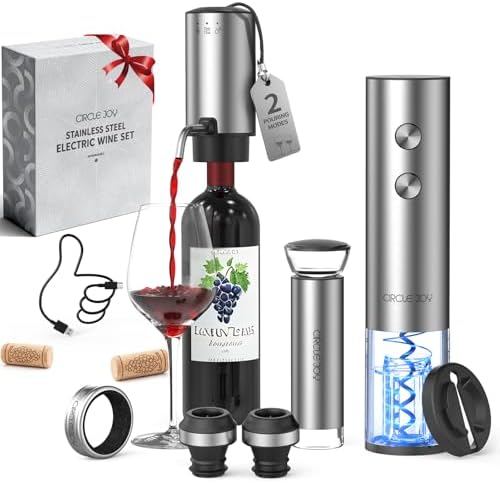 CIRCLE JOY Rechargeable Electric Wine Opener Set 8-in-1 Stainless