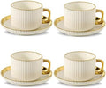 LETAOTAO Cappuccino Cups with Saucers, 8oz Ceramic Coffee Cups with