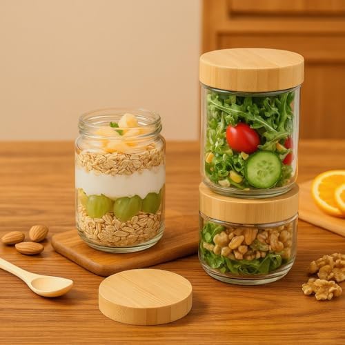 TBWIND 12 Pack 16oz Overnight Oats Containers