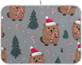 OTVEE Holiday Rodent Art Dish Drying Mat for Kitchen Counter Absorbent
