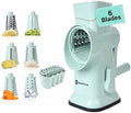 Rotary Cheese Grater, Hand Crank, 6 Stainless Steel Blades