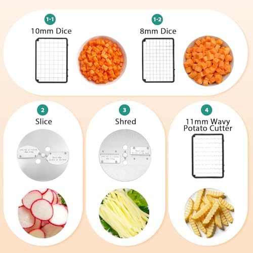Newhai 4-in-1 Commercial Veggie Processor, 330lb/h