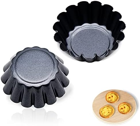 12 Packs Egg Tart Mold, Bigger Size 3 x 0.9inch, Non-Stick Pan Carbon