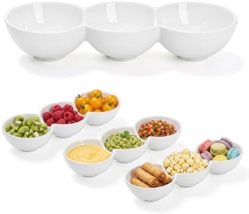 Yesland 3-Compartment Porcelain Serving Tray Set of 4-9 Inch Long