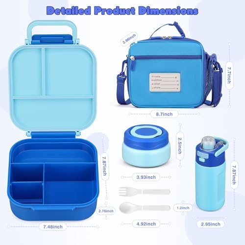 Bento Lunch Box for Kids with 7oz Soup Thermo,Insulated Stainless