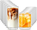INSETLAN Ribbed Drinking Glasses Set of 12 – 6 Highball Glasses 12oz