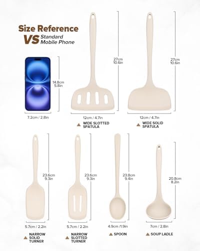 Small Silicone Spatula Turner Set, Non Toxic Kitchen Utensils, 6Pcs