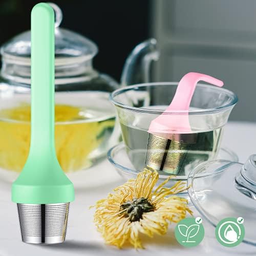 2pcs Tea Infuser,Extra Fine Mesh Tea Cup Filter Silicone Handle