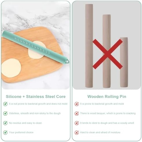 Silicone Rolling Pin, Non Stick Stainless Steel Inner Core Pasta