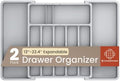 Gray Expandable Utensil Drawer Organizer 2 Pack, Adjustable 13” to