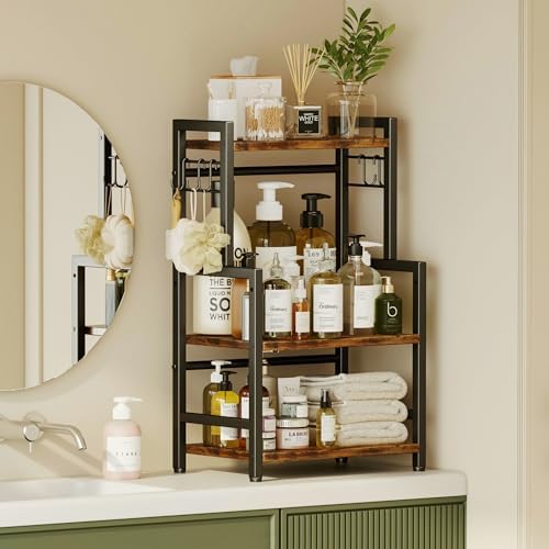 3-Tier Countertop Spice Rack Organizer with 5 Hooks