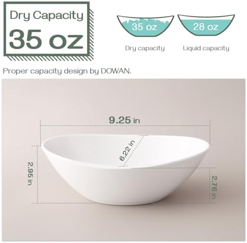 DOWAN 9.25" Serving Bowls, Large Oval Serving Dishes for Wedding and