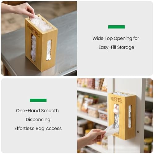 Libreshine Extra Large Bamboo Grocery Bag Holder for Plastic Bags