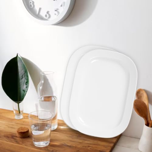 2 Pack Extra Large 17.5 Inch White Serving Trays,Reusable Melamine