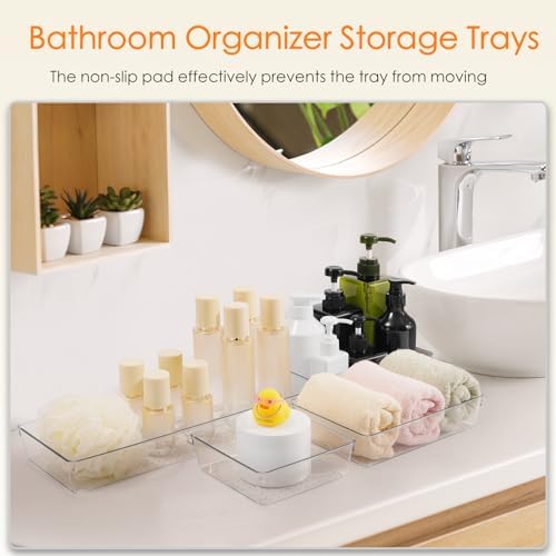 Criusia Drawer Organizer, 10 Pack Large Clear Plastic Set, 3 Size