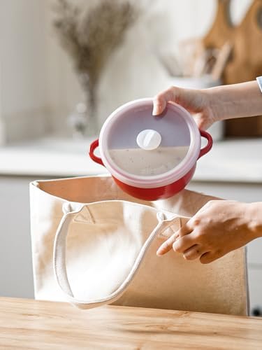 LE TAUCI 28 oz Soup Bowls with Handles and Silicone Lids, Set of 2 and