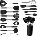 Onader 15-Piece Silicone Kitchen Utensil Set, Black