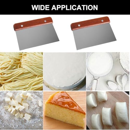 Bench Scraper Stainless Steel Dough Scraper 2 Pcs Wood Handle