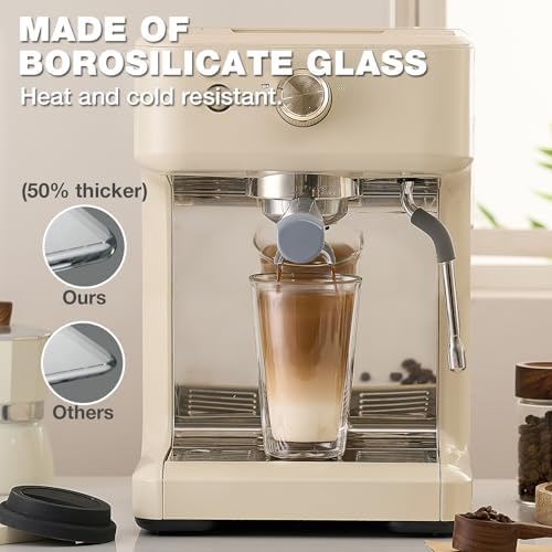 Qipecedm® 2 Packs Double Walled Glass Coffee Mugs with Silicone Lids