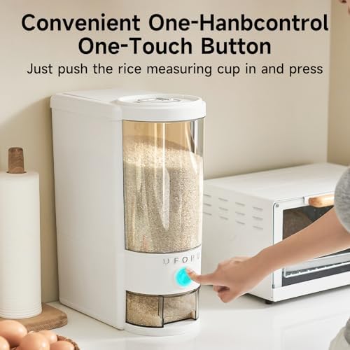 UFORU Rice Dispenser,23 LB Airtight Rice Storage Container with Date