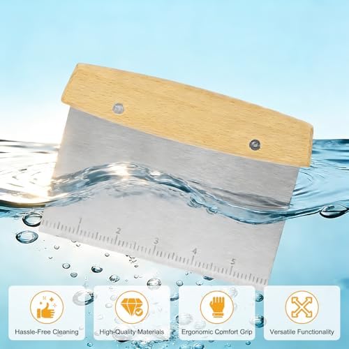 M METERXITY Multipurpose Bench Scraper, 6.5 Inch Stainless Steel Dough
