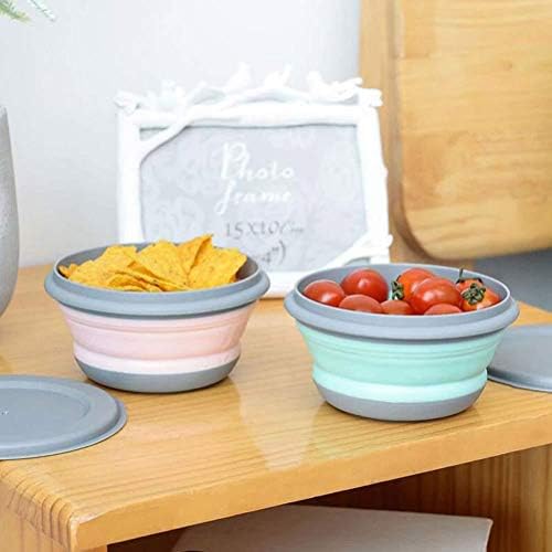 3Pcs Collapsible Silicone Food Storage Bowls with Leak Proof Lid