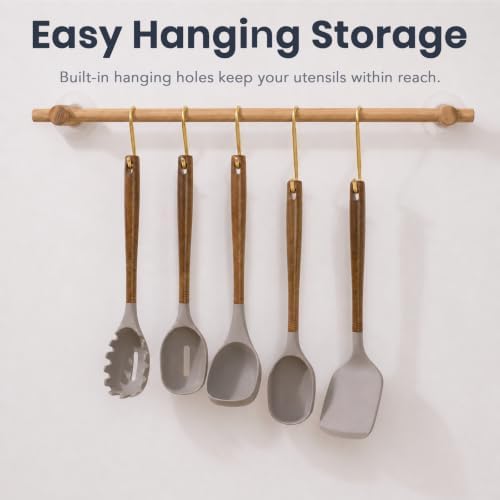 Silicone Kitchen Utensil Set, 5-Piece Brown